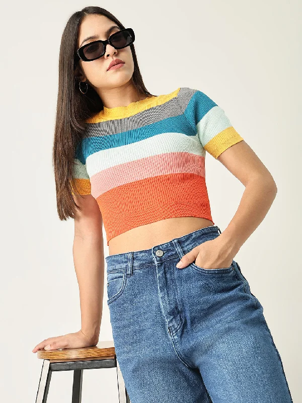 Women Striped Multi Fitted Top Compression