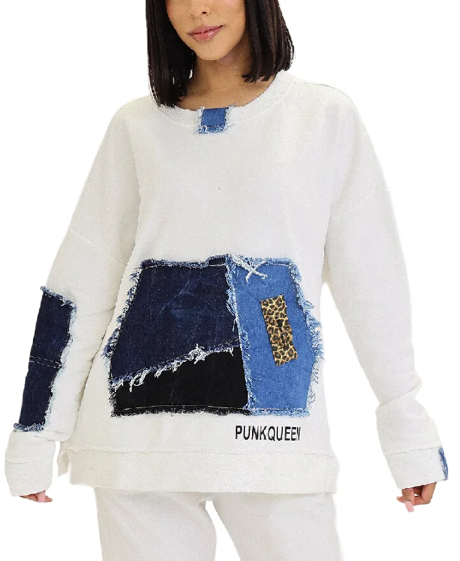 Denim & Leopard Mixed Media Top Disco
