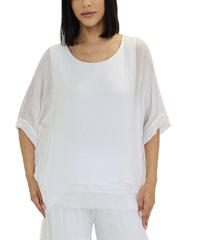 Silk Top w/ Frayed Edges Confident Women's Power