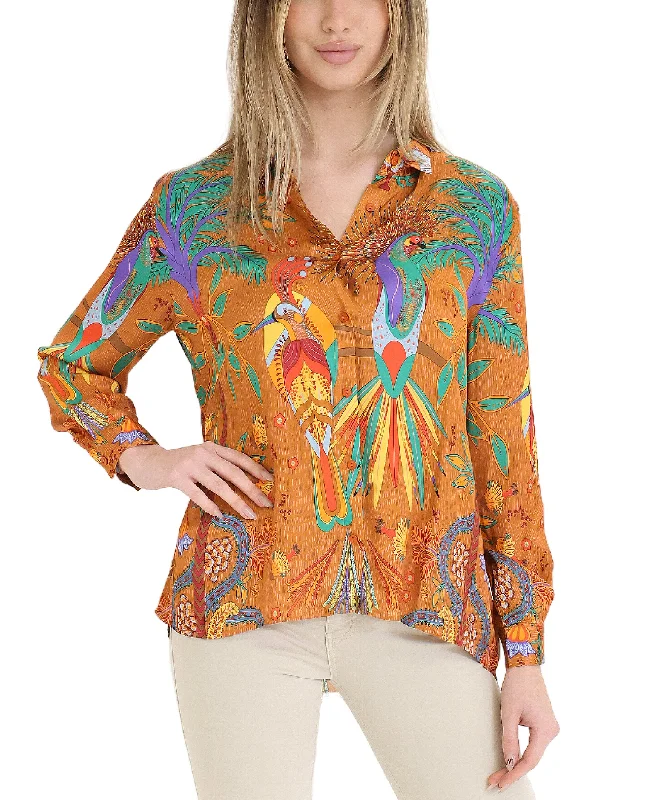 Parrot Print Satin Blouse Street