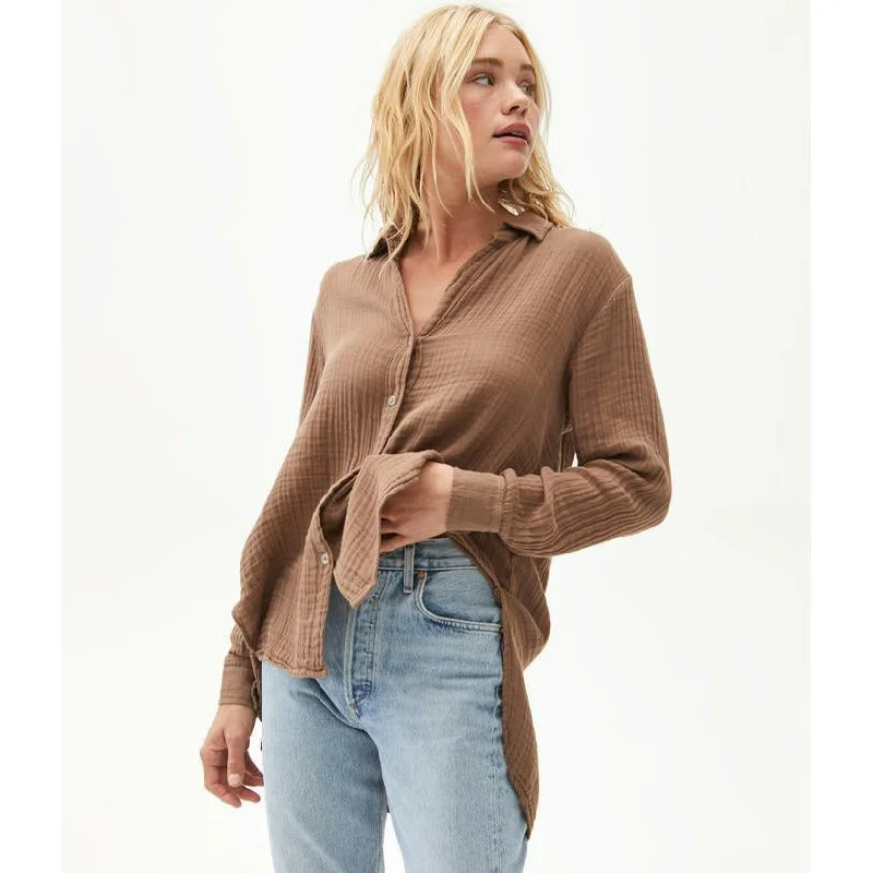 Leo Button Down Top Dapper Women's Bow - adorned