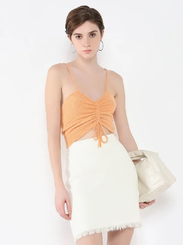 Women Solid Peach Tank Top Vintage Women's 1970S 