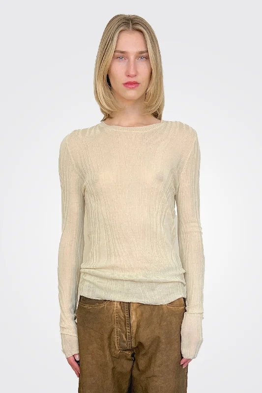 Long Sleeve Semi Sheer Shirt - Sabbia Casual Women's Japanese 