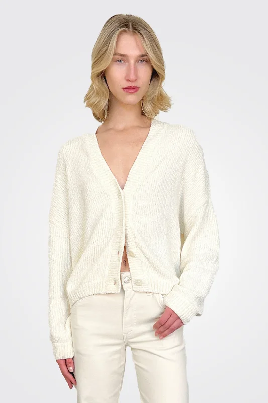 Button Cardigan - Cream Hip Women's Retro