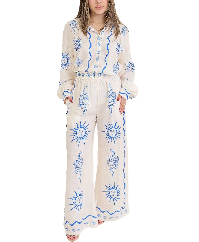 Printed Blouse & Pants - 2 Pc Set Casual Women's Loose - fitting