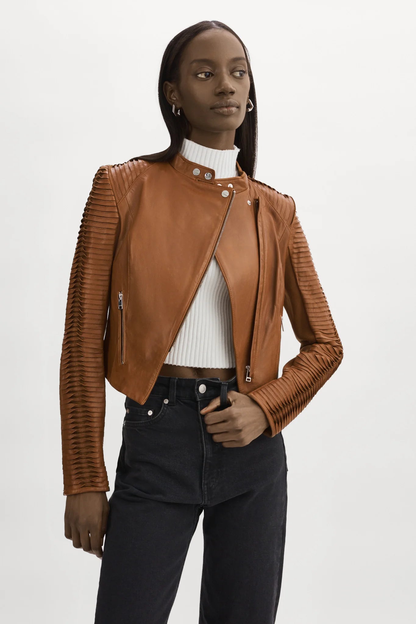 Azra Leather Jacket - Luggae Minimalist Women's Casual