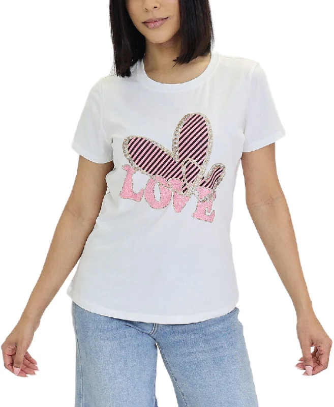 "Love" Heart Tee w/ Rhinestones Bold Women's Animal Print