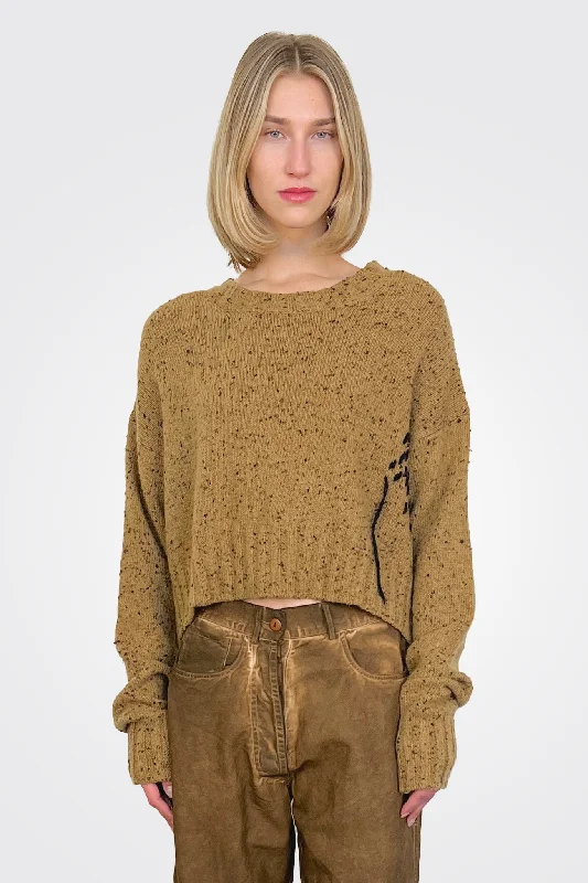 Cropped Boxy Sweater - Sahara Sharp Women's Italian