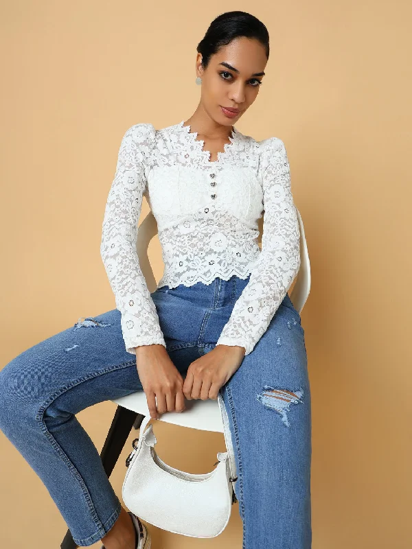 Women White Solid Top Refined Women's Classic 
