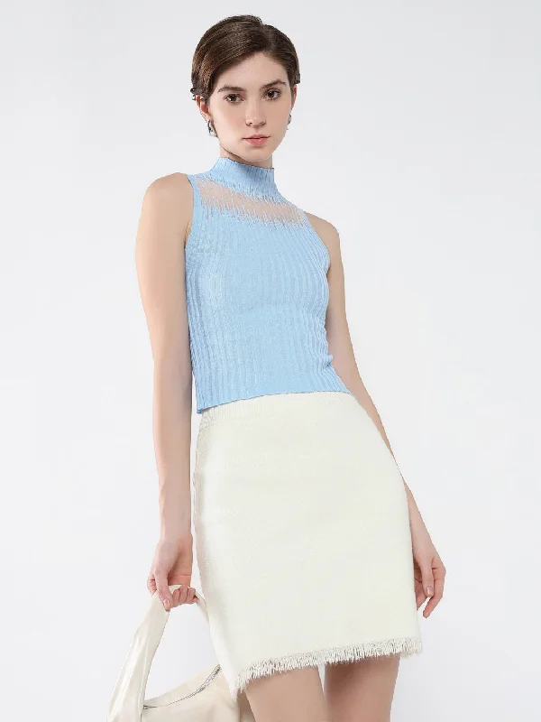Women Solid Blue Top Artistic Women's Avant - 