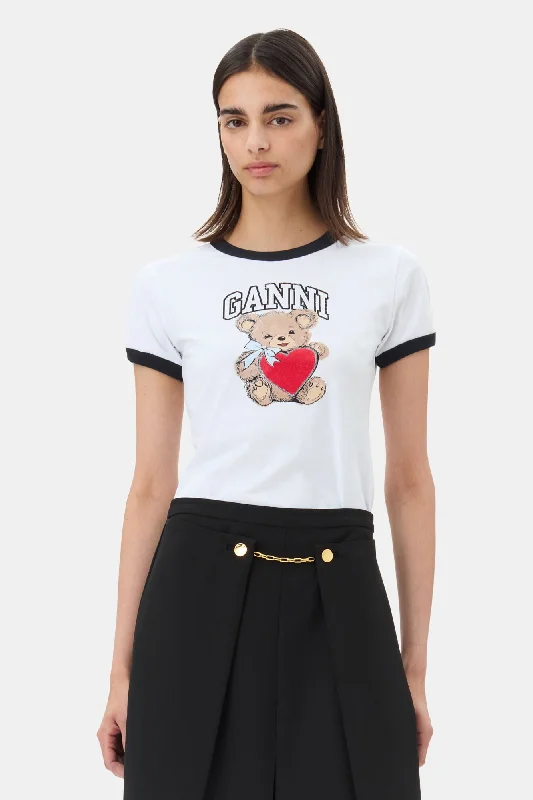Basic Jersey Bear T-Shirt - Bright White Feminine Women's Soft 