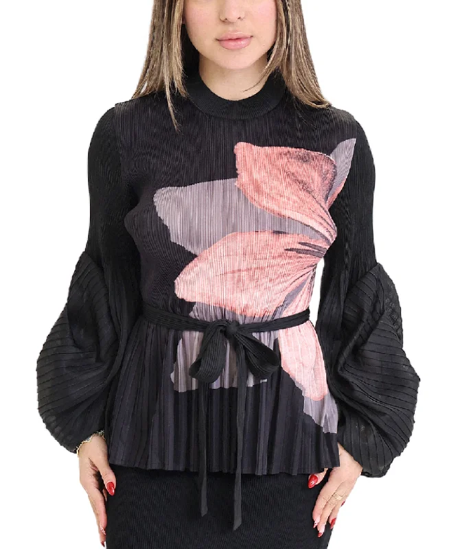 Crinkle Flower Top Earthy Women's Hemp - based