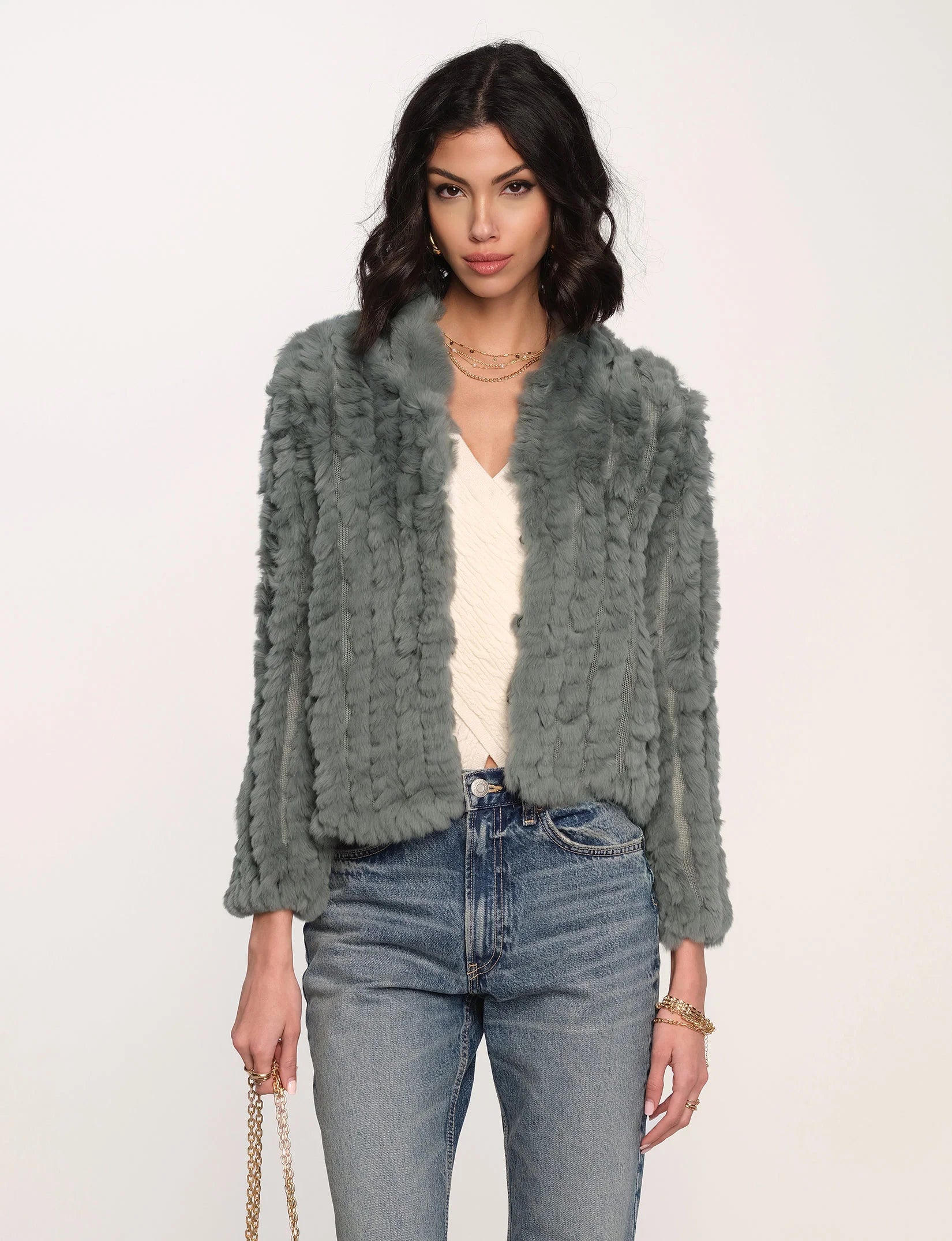 Rosa Fur Jacket - Mineral Practical Women's Quick - dry
