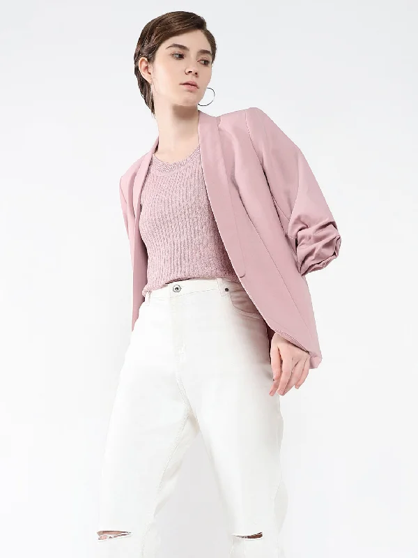 Women Solid Purple Top Laid - back Women's Vibe