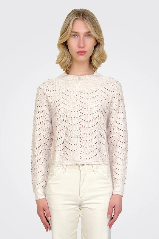 Eyelet Sweater - Petal Sleek Women's Metallic