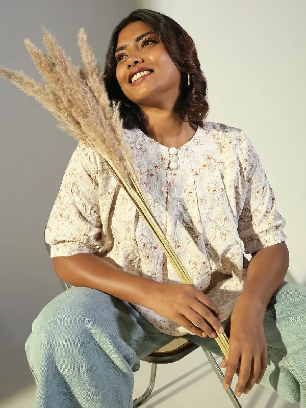 Women Off White Floral Top Adventure