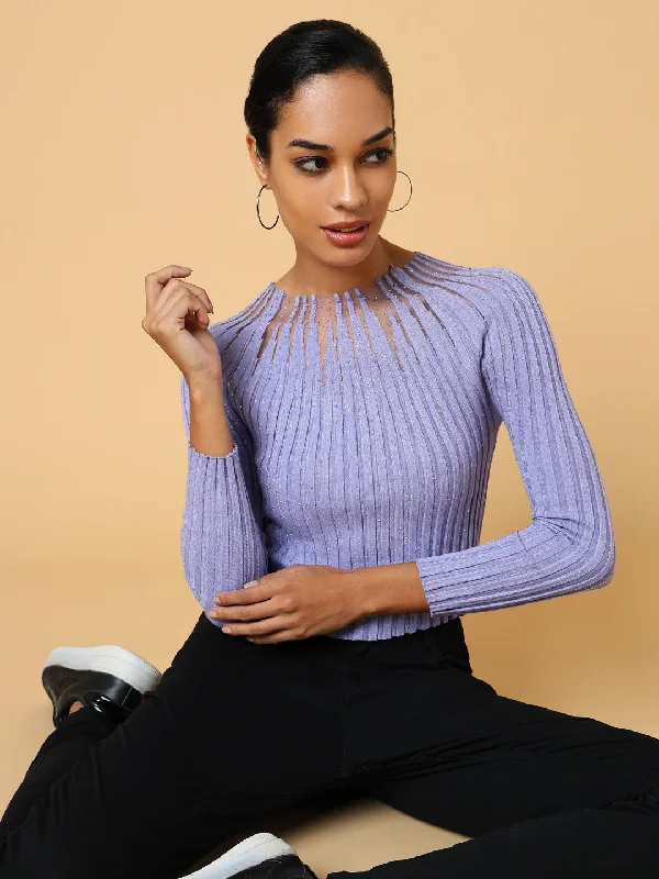 Women Lavender Solid Top Luxurious Women's High -  end