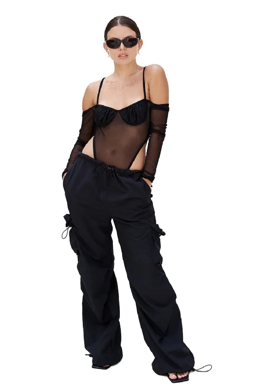 MESH BLACK BODYSUIT Minimalist Women's Casual