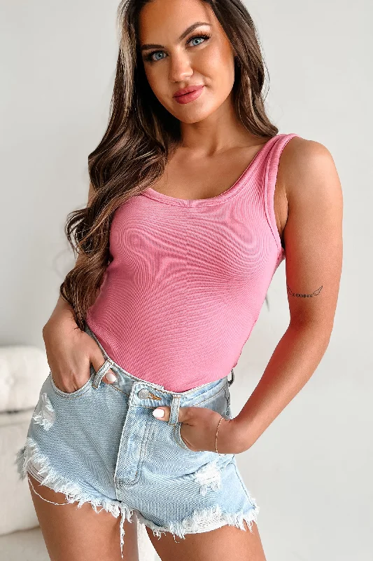 Meesha Ribbed Scoop Tank (Pink) Confident Women's Power