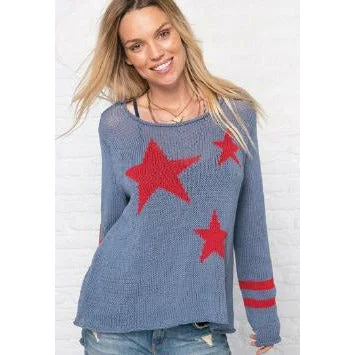 Stars + Stripes Top Cotton Elegant Women's Formal 