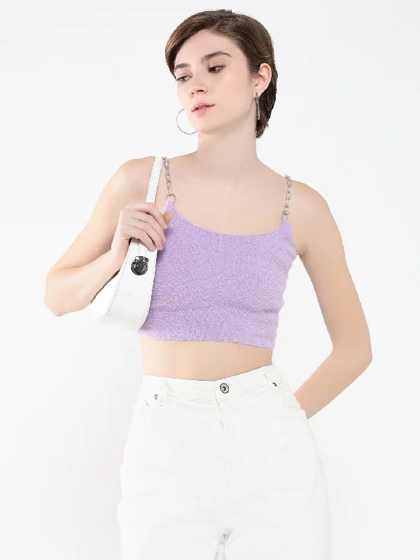 Women Solid Purple Top Vacation