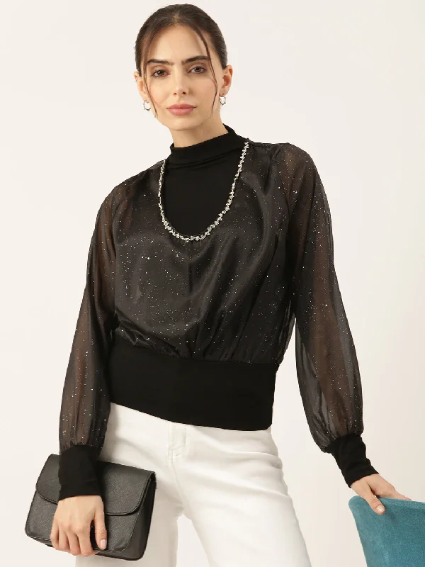Women Black Solid Top Relaxed Women's 