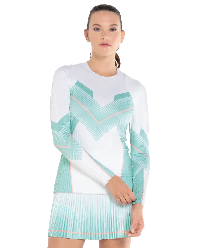 195767-305 | PLEATED L/S CREW LUCKY IN LOVE | NILE Minimalist Women's Casual