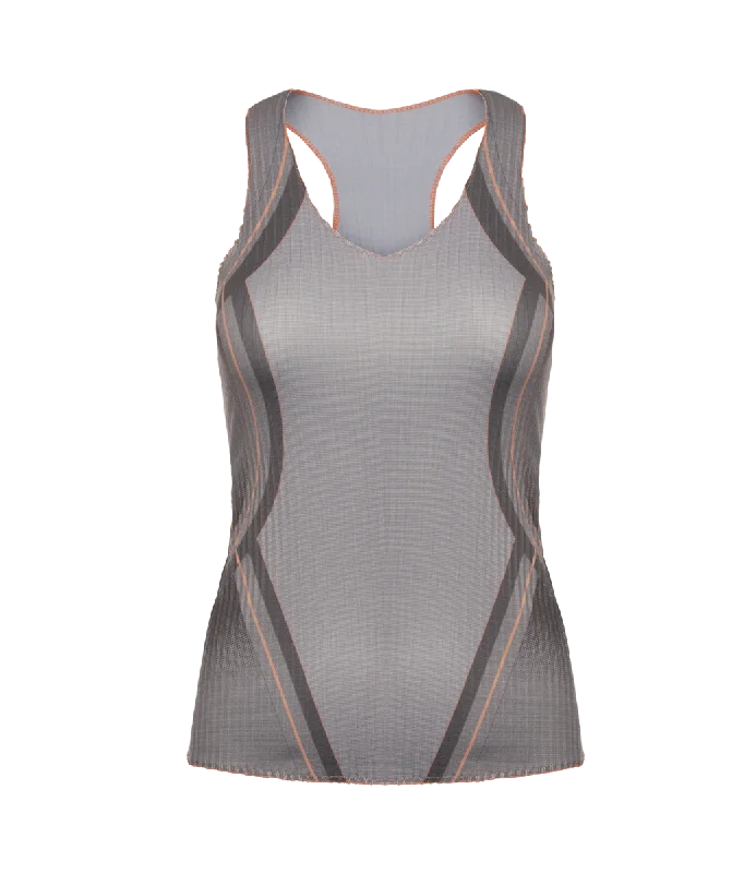 196050-025 | PLEATED V-NECK TANK | ASPHALT Sharp Women's Italian