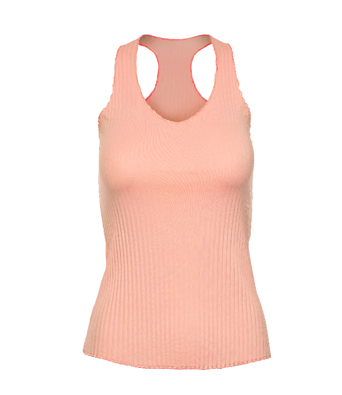 196053-815 | PLEATED V-NECK TANK | PEACH Sophisticated Women's Tailored