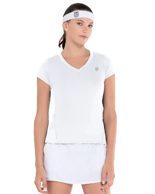 197696-100 | EXCEL V-NECK S/S | WHITE Edgy Women's Punk