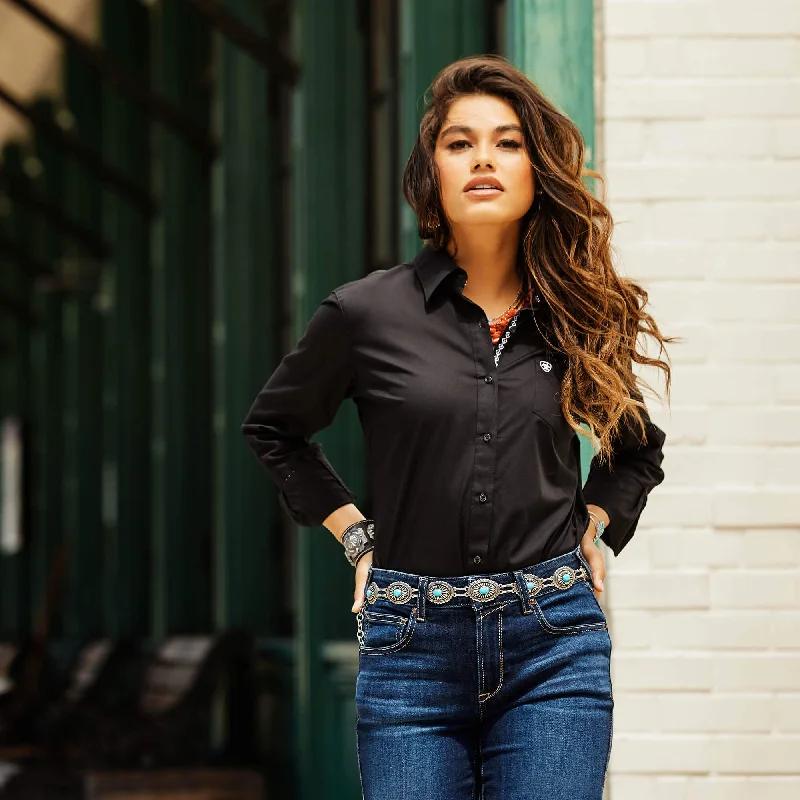 Ariat Women's Black Kirby Stretch Shirt Trendy Women's Oversized