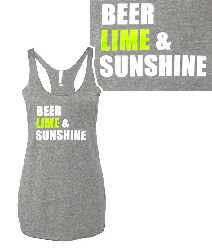 Beer, Lime & Sunshine - Grey Next Level - Women's Vintage Style Tank Top Dynamic Women's Moto