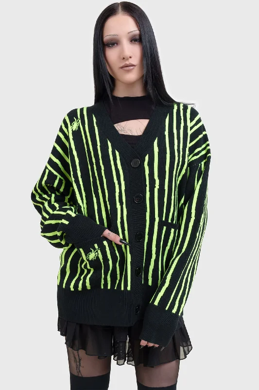 Beetlejuice Beetlejuice Beetlejuice Intarsia Cardigan Artistic Women's Hand - painted