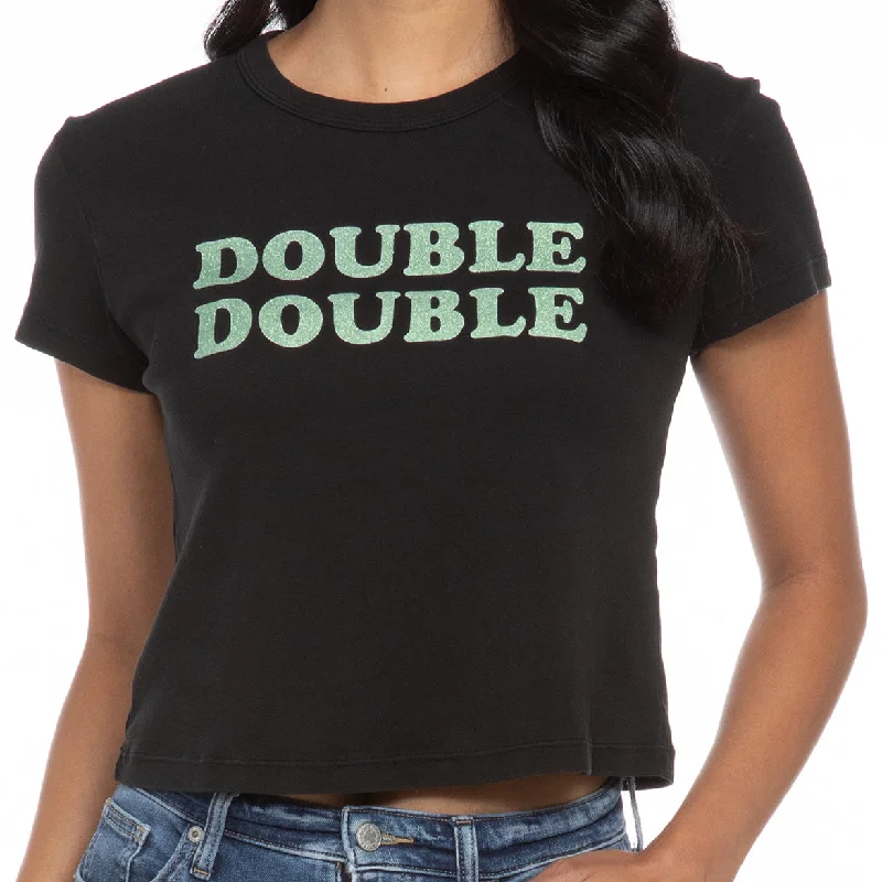 Black Cropped Double Double Tee Laid - back Women's Style