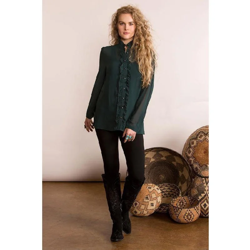 Double D Ranchwear Ruffled Tuxedo Blouse Feminine Women's Style 