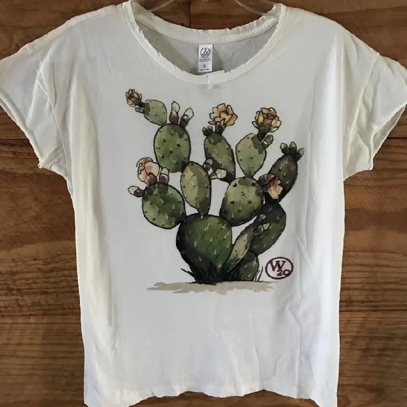 West 20 Saddle Co. Green Watercolor Cactus Graphic Tee Confident Women's High - fashion