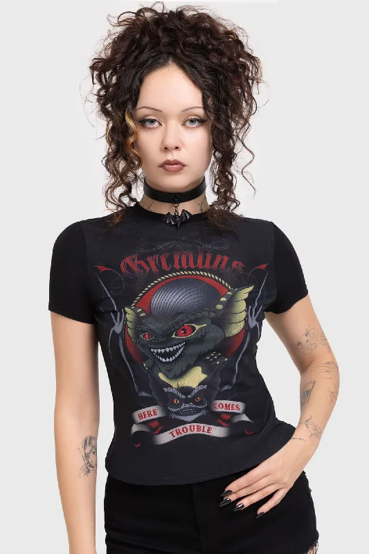 Here Comes Trouble Fitted T Shirt Feminine Women's Soft 