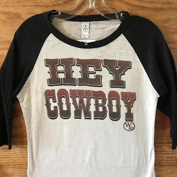 West 20 Saddle Co. Hey Cowboy Baseball Tee Relaxed Women's Beachy
