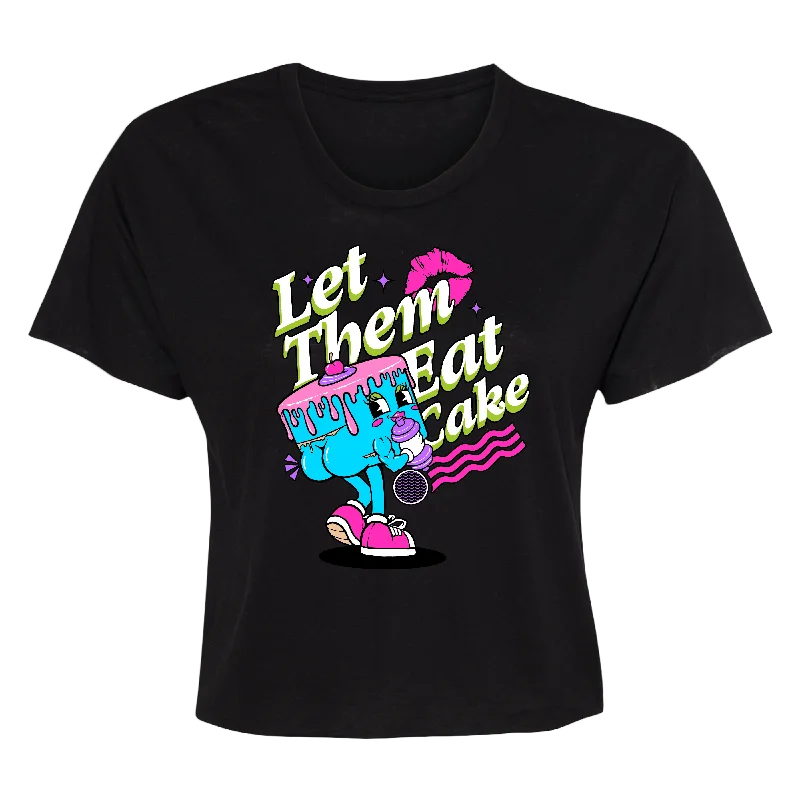 Let Them Eat Cake (Women's Black Crop Tee) Sharp Women's Italian