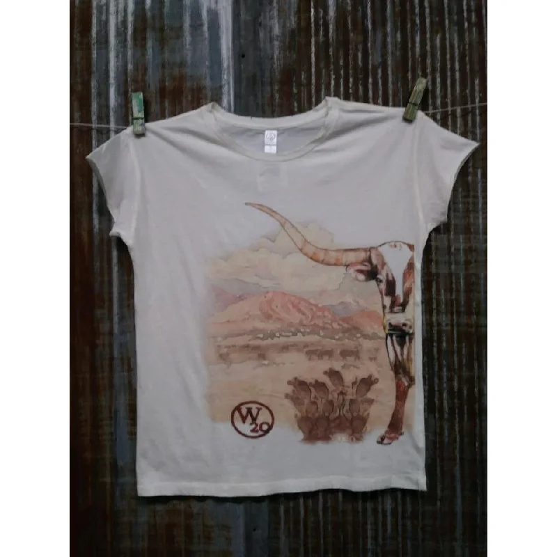 West 20 Longhorn On Side Tee Laid - back Women's Style
