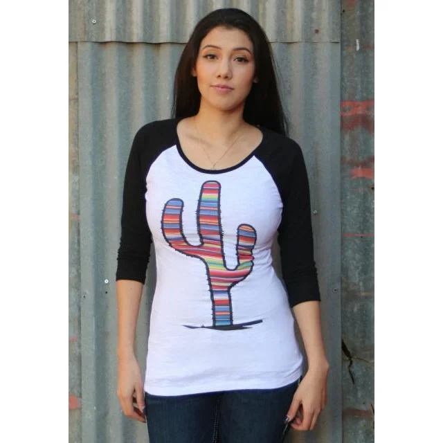 Red Barn Ranch Serape Prickly Cactus Baseball Tee purpose