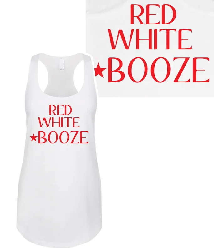 Red, White, Booze - White Next Level Women's Racerback Tank Top Cozy Women's Sherpa - lined