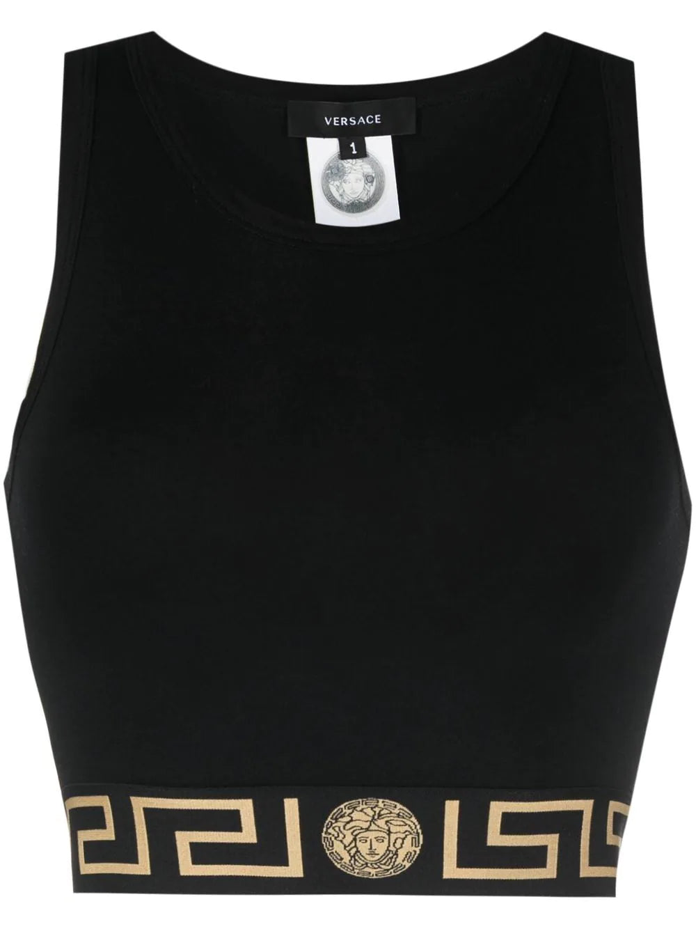 Versace Black Greca Crop Top Sophisticated Women's 