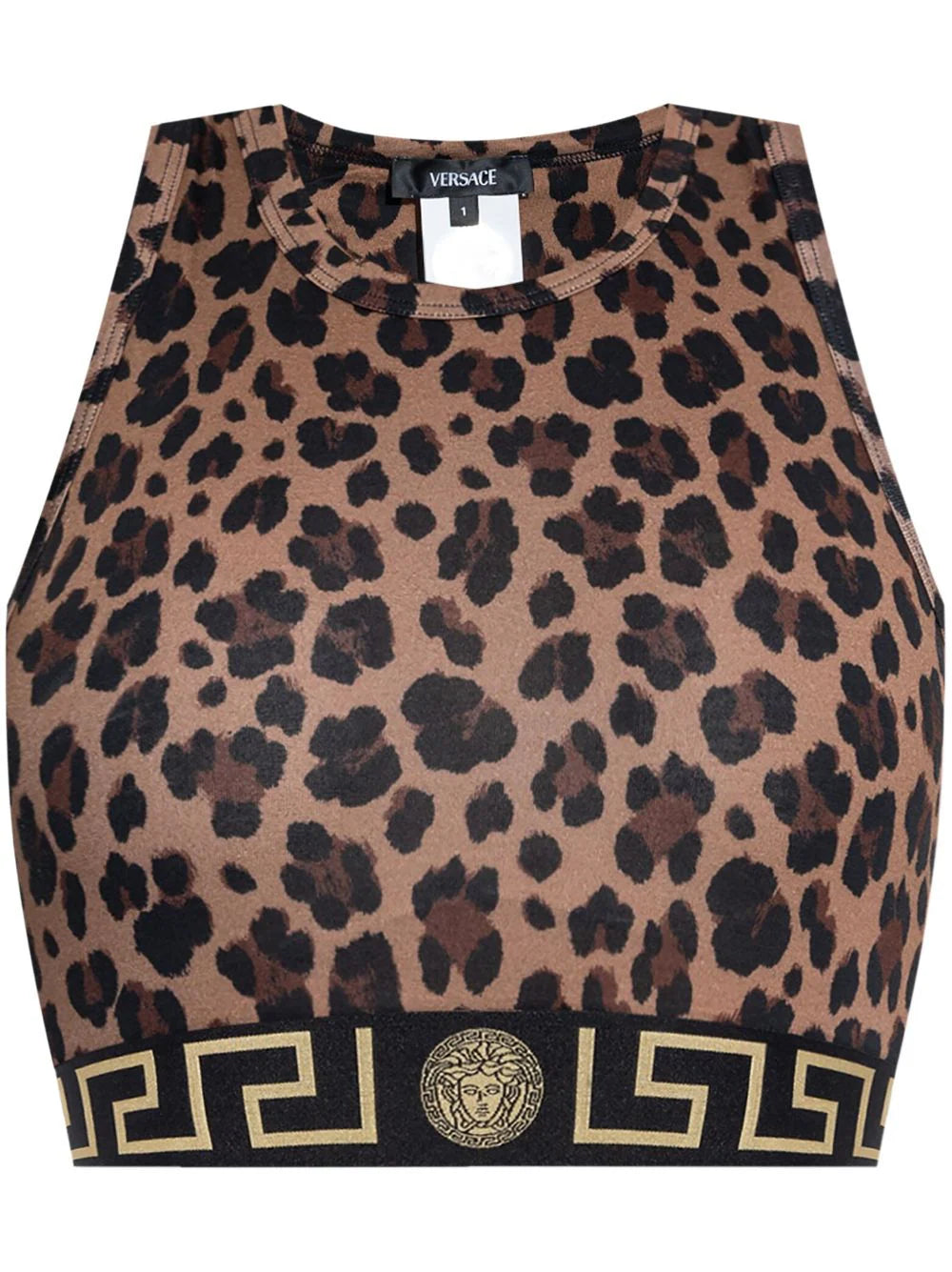 Versace Leopard Greca Crop Top Cool Women's Distressed