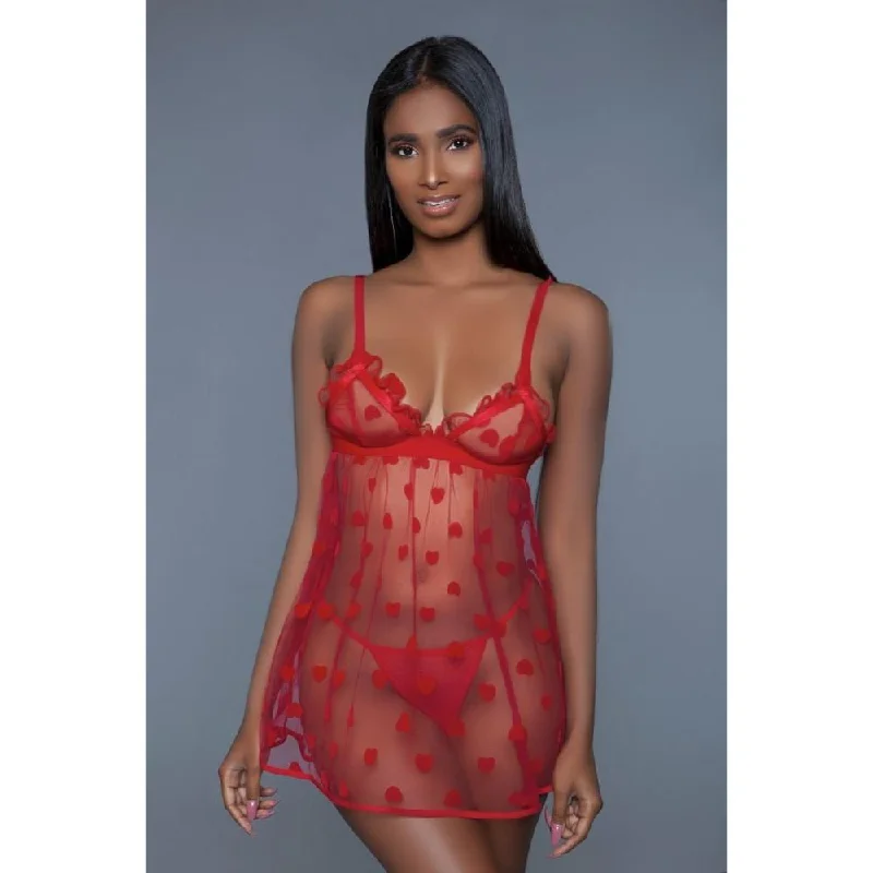 1 Piece Fine Mesh Heart Designed Slip Dress Elegant Women's 