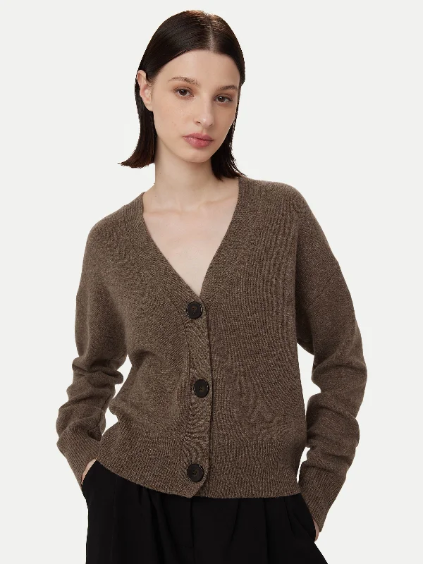 The Yak Wool Cardigan in Dark Taupe French