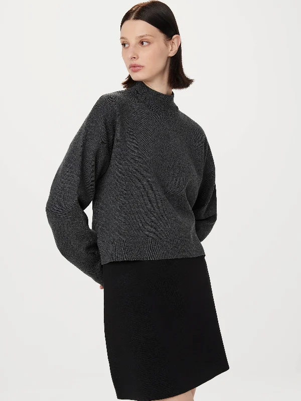 The Compact Mockneck Sweater in Cool Grey Sporty Women's Athleisure 