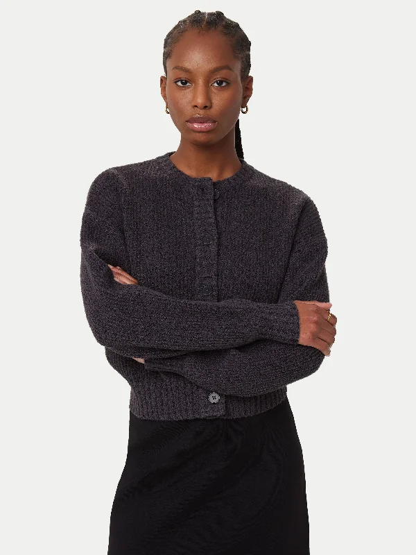 The Seawool® Crewneck Cardigan in Dark Grey Bold Women's Statement