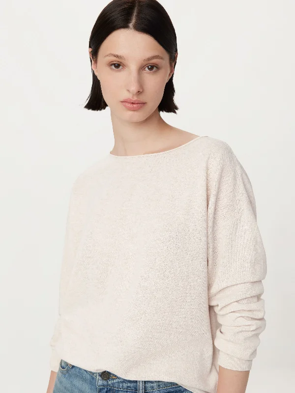 The Lightweight Crewneck Sweater in Light Oatmeal Stylish Women's Tropical 