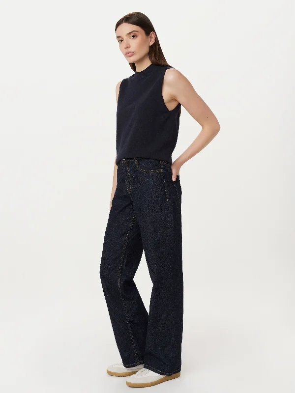 The Linen Sweater Vest in Space Blue Monochromatic Office Style